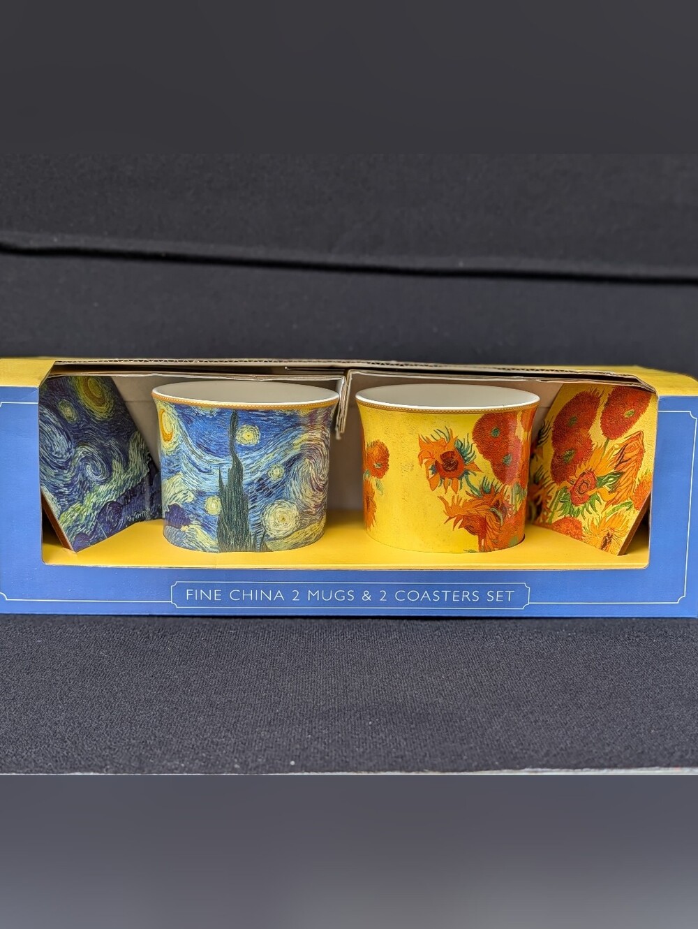 Leonardo Van Gogh Starry Night Sunflowers Mug Coaster Set NIB Fine China Cups